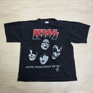 Vintage 90s KISS Alive Worldwide Concert 96-97 Band Tee Mens Shirt Size XL